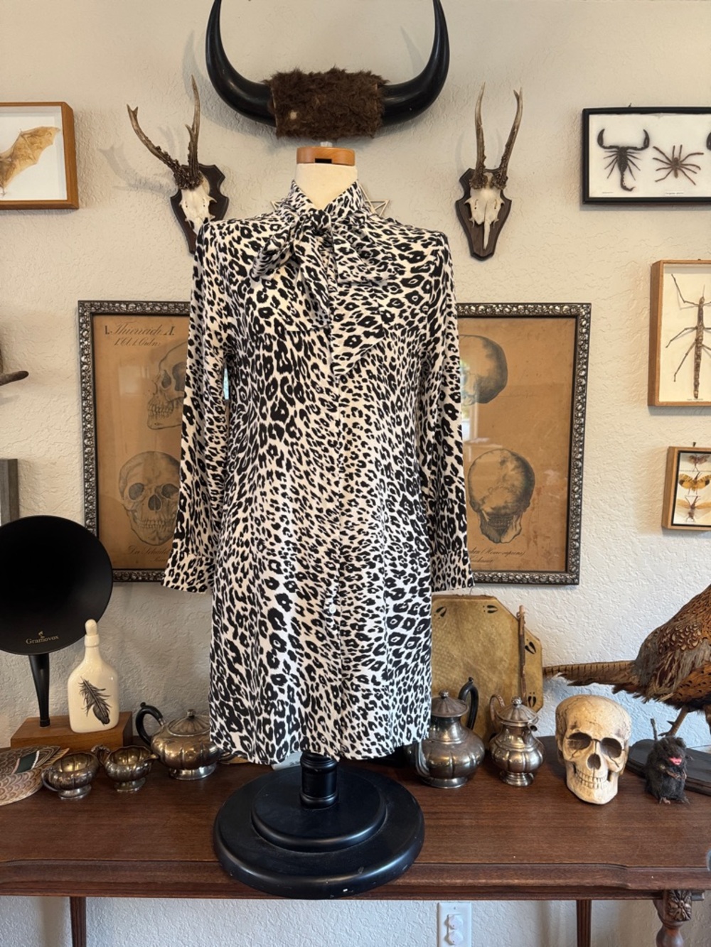 100% Silk Leopard Print Dress